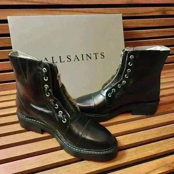 AllSaints Alaria Leather Combat Boots - Picture 2 of 11
